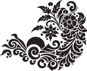 black and white Ikat floral paisley embroidery on white background.design for texture,fabric,clothing,wrapping,decoration.
