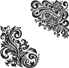 black and white Ikat floral paisley embroidery on white background.design for texture,fabric,clothing,wrapping,decoration.