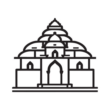 line illustration of indian temple