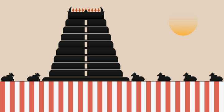 shiva temple gopuram concept vector background.