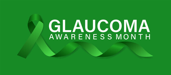 Glaucoma Awareness Month in January .Green ribbon.  Its know save your eyes. Banner, poster, card, background design. Vector design . - obrazy, fototapety, plakaty