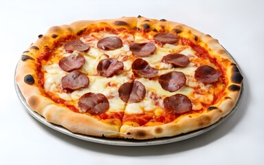 Pepperoni pizza on white background
