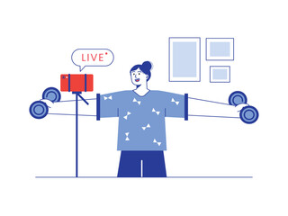 Content creator making live session. Content creator illustration.
