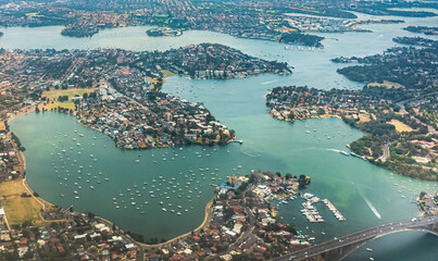 Aerial View of Georges River, St Kilda Point and Anderson Park near Sydney Airport, Australia, Dec...