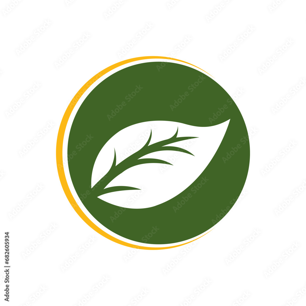 Sticker fresh leaf logo