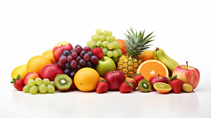 Naklejka na ściany i meble fresh vegetables and fruits isolated on white background