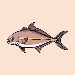 Amberjack cartoon icon illustration