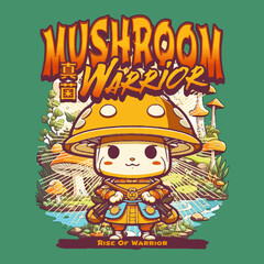 Mascot Mushroom Warrior Vector Art, Illustration and Graphic