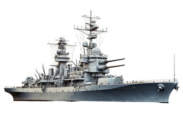 Battleship, transparent background, isolated image, generative AI