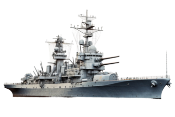 Battleship, transparent background, isolated image, generative AI