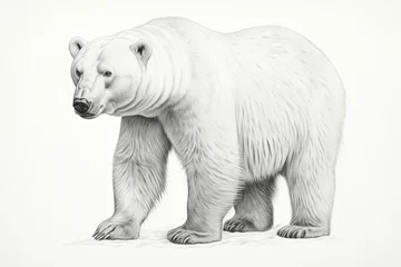 Foto op Canvas Polar Bear, white background , drawing © OhmArt