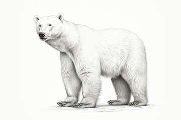 Fototapeta premium Polar Bear, white background , drawing