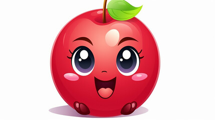 character background with cute funny cherry in cartoon kawaii style on white background