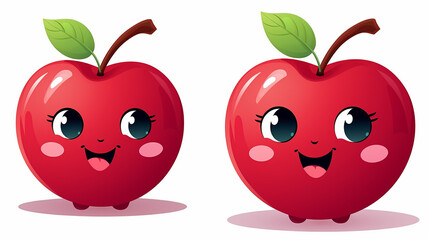 character background with cute funny cherry in cartoon kawaii style on white background