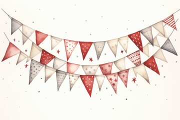Christmas Bunting, white background , drawing