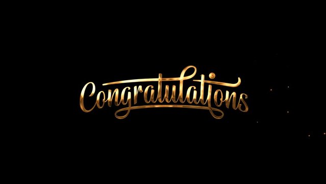 Congratulations animated text with beautiful lettering and gold color on a black background