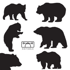 bear silhouettes vector set 