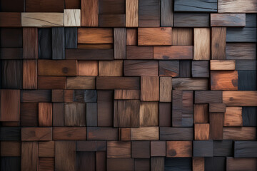 木材の茶色や黒色の壁の板パネルのテクスチャの背景画像。　Wood brown or black wall plank panel texture background image、Generative AI	