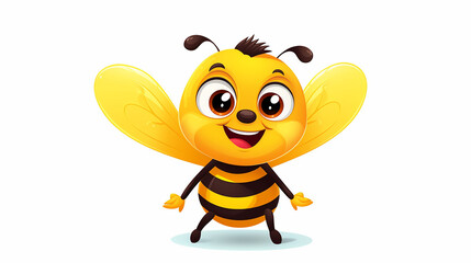 playful yellow bumblebee in cute funny with cartoon kawaii style