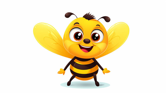 playful yellow bumblebee in cute funny with cartoon kawaii style