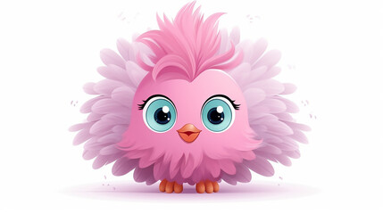 Pink plumette character. cute funny pplumette in cartoon kawaii
