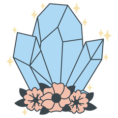 Magical Floral Crystal Ilustration