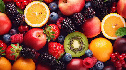 Fototapeta na wymiar fruits dieting healthy background with fresh fruit mixed