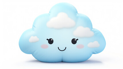 huggable pillow in cloud in cute funny character with expression on white background