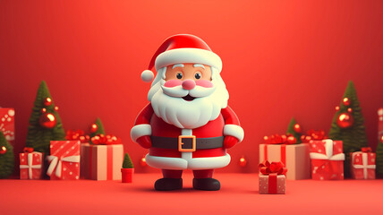 Hand drawn cartoon cute Santa Claus illustration
