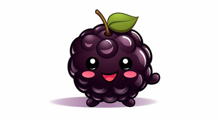 blackberry character. cute funny blackberry in cartoon kawaii style on white background
