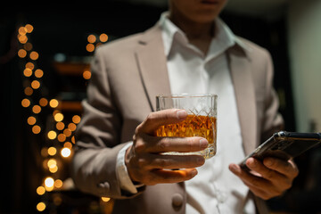 Businessmen in suits drinking  Celebrate whiskey