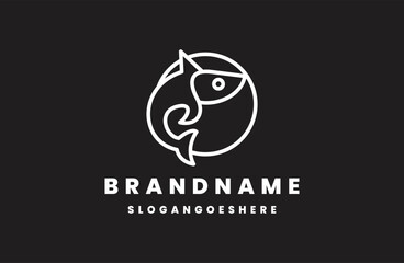 fish line art logo icon vector template