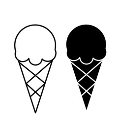 2 ice cream icons in white and black isolated on white background