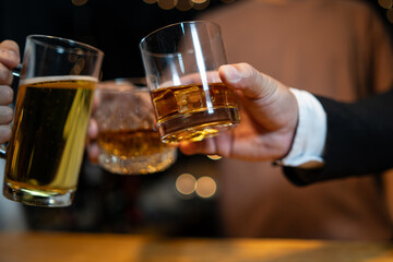 Businessmen in suits drinking  Celebrate whiskey