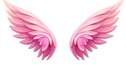 little pink fairy wings in cute funny with cartoon kawaii style isolated on white background - obrazy, fototapety, plakaty