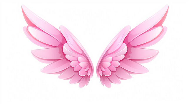 little pink fairy wings in cute funny with cartoon kawaii style isolated on white background