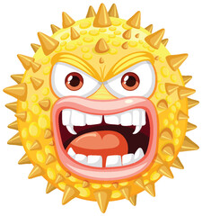 Spiky Bacteria Germ Virus Monster Cartoon Character