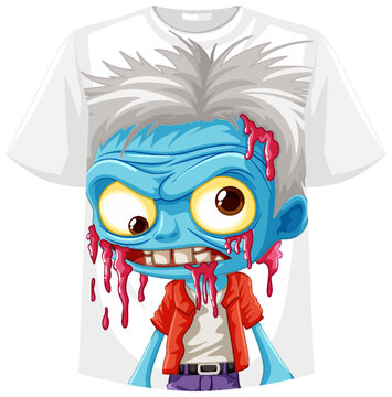 Zombie Cartoon Character Screening on T-Shirt