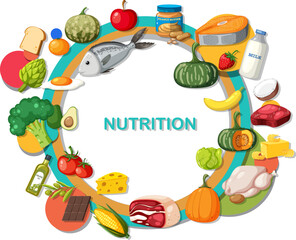 Nutrition Border: Fruits and Vegetables Circle Banner