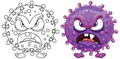 Purple Germ Virus Monster Cartoon Character