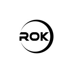 ROK letter logo design with white background in illustrator, cube logo, vector logo, modern alphabet font overlap style. calligraphy designs for logo, Poster, Invitation, etc.
