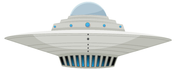 Fototapeta na wymiar Isolated UFO UAP Cartoon from a Side Angle