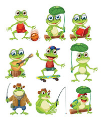 Green Frog Cartoon Characters Collection
