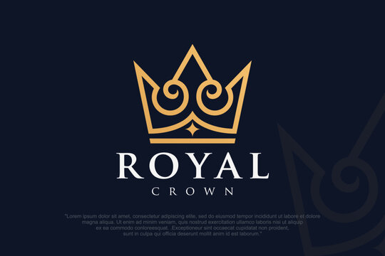 Graceful linear crown logo design vector. Creative royal king queen symbol.