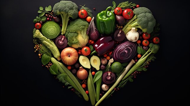 Unlock the secret to vibrant health with this heart-shaped abundance of fresh vegetables! Dive into a world of flavor and nutrition with this colorful selection.