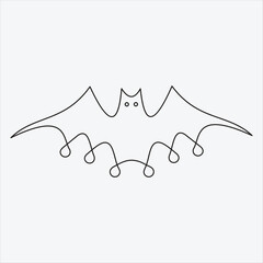 One line drawing bat art vector illustration outline