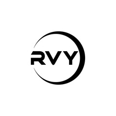 RVY letter logo design with white background in illustrator, cube logo, vector logo, modern alphabet font overlap style. calligraphy designs for logo, Poster, Invitation, etc.