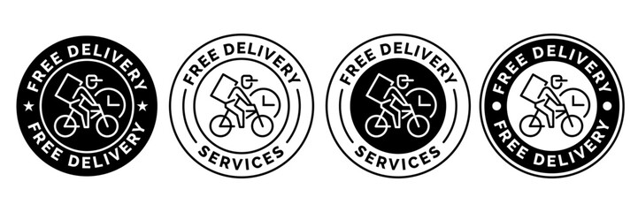 Free delivery shipping icon, home express deliver service vector label with fast car truck. Free shipping delivery badge for mail courier or parcel shipment cargo and food delivery service symbol. © IQ art_Design