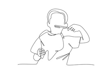 Continuous one line drawing Dental care. Dental concept. Doodle vector illustration.