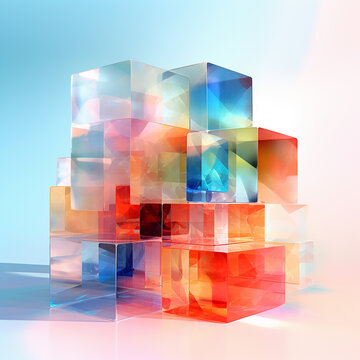 Abstract background with colorful cubes, 3d illustration